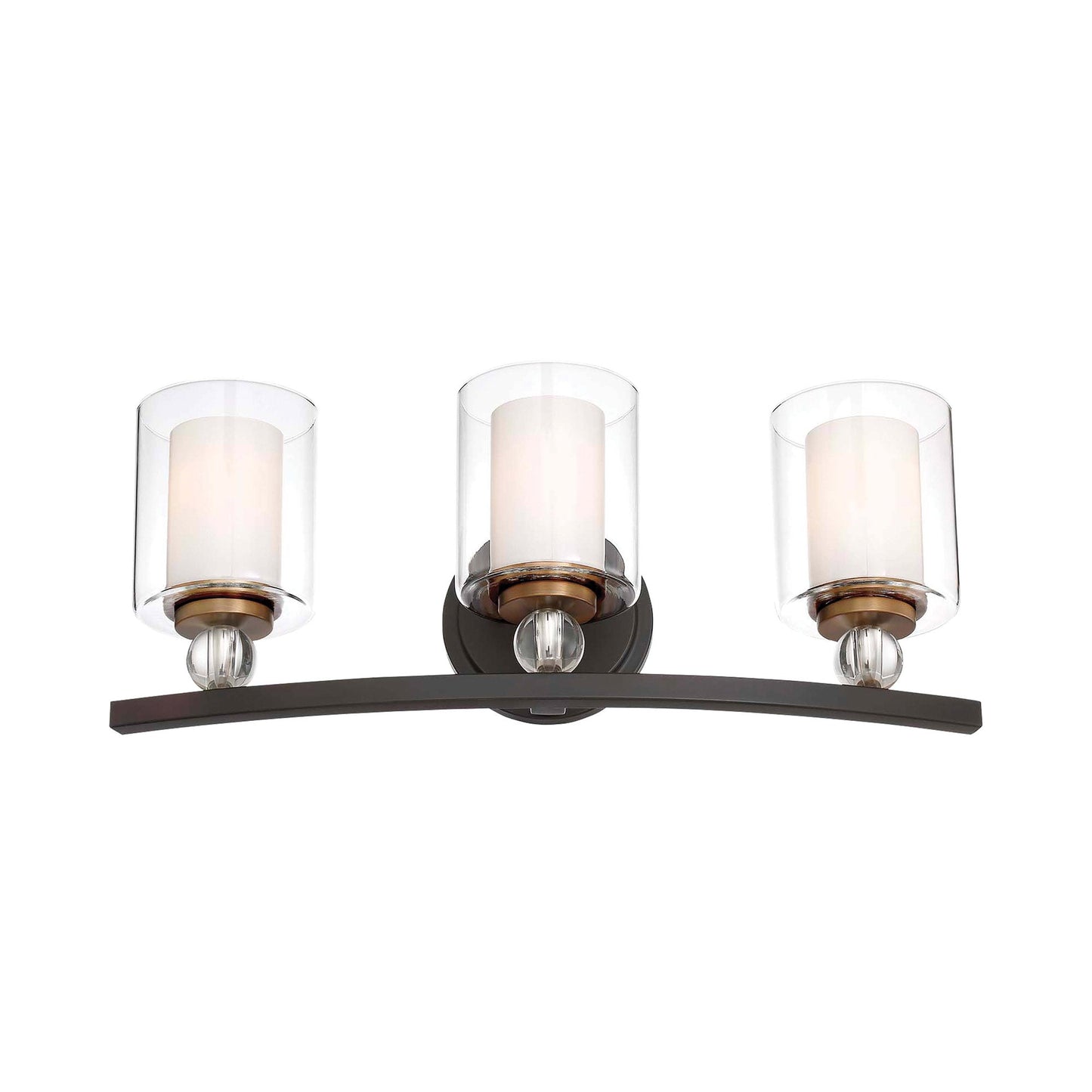Studio 5 Bath Vanity Light in Painted Bronze with Natural Brushed Brass (3-Light).