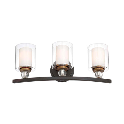 Studio 5 Bath Vanity Light in Painted Bronze with Natural Brushed Brass (3-Light).