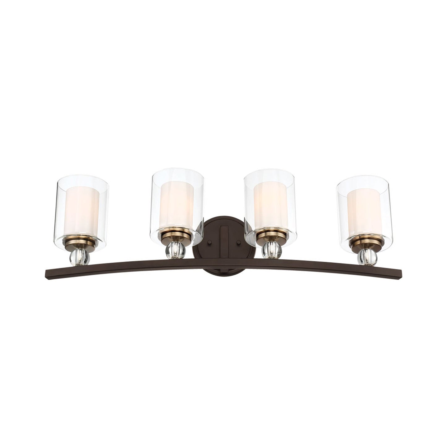 Studio 5 Bath Vanity Light in Painted Bronze with Natural Brushed Brass (4-Light).