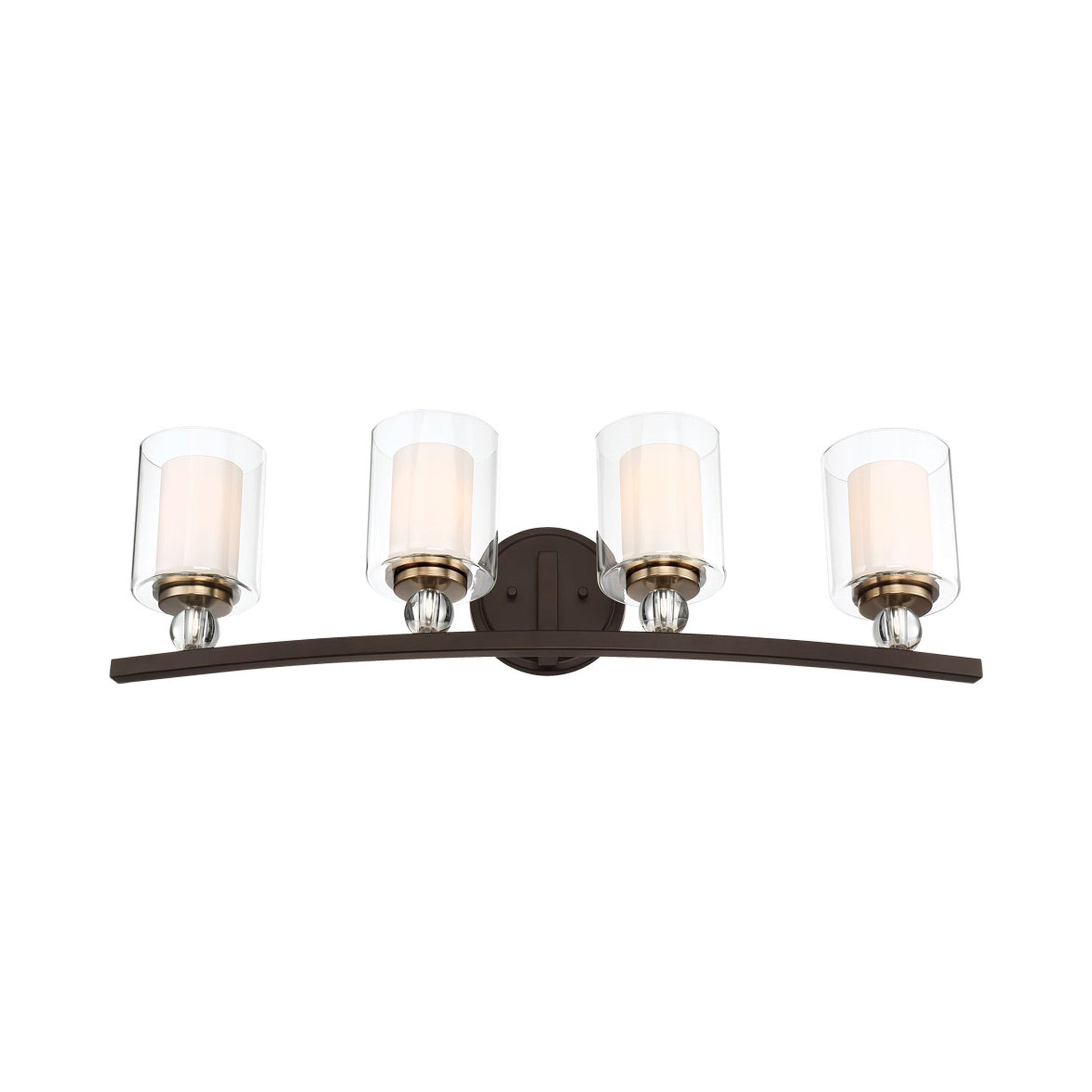 Studio 5 Bath Vanity Light in Painted Bronze with Natural Brushed Brass (4-Light).