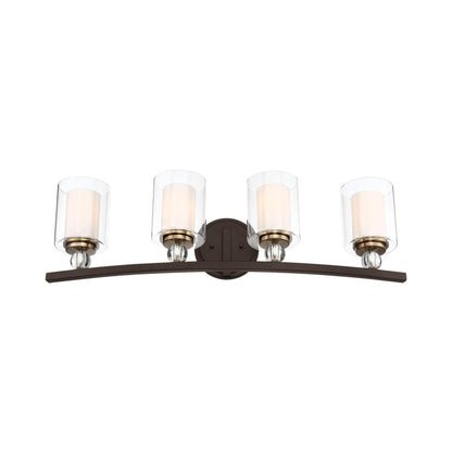 Studio 5 Bath Vanity Light in Painted Bronze with Natural Brushed Brass (4-Light).