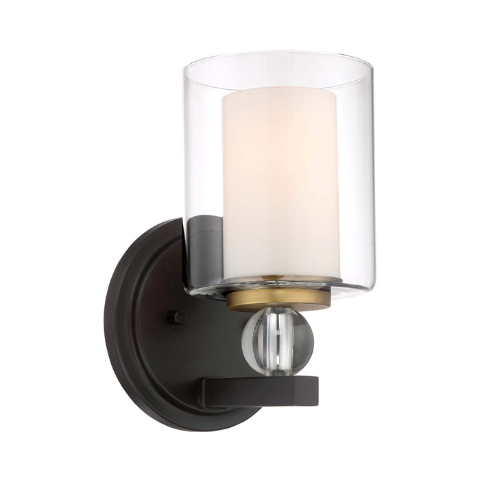 Studio 5 Bath Wall Light in Painted Bronze with Natural Brushed Brass (1-Light).