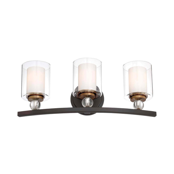 Studio 5 Bath Wall Light in Painted Bronze with Natural Brushed Brass (3-Light).