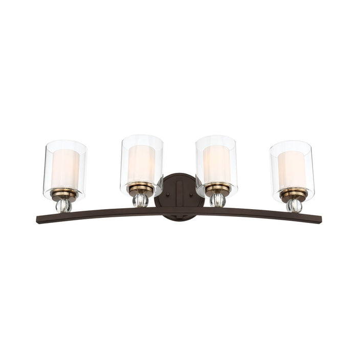 Studio 5 Bath Wall Light in Painted Bronze with Natural Brushed Brass (4-Light).
