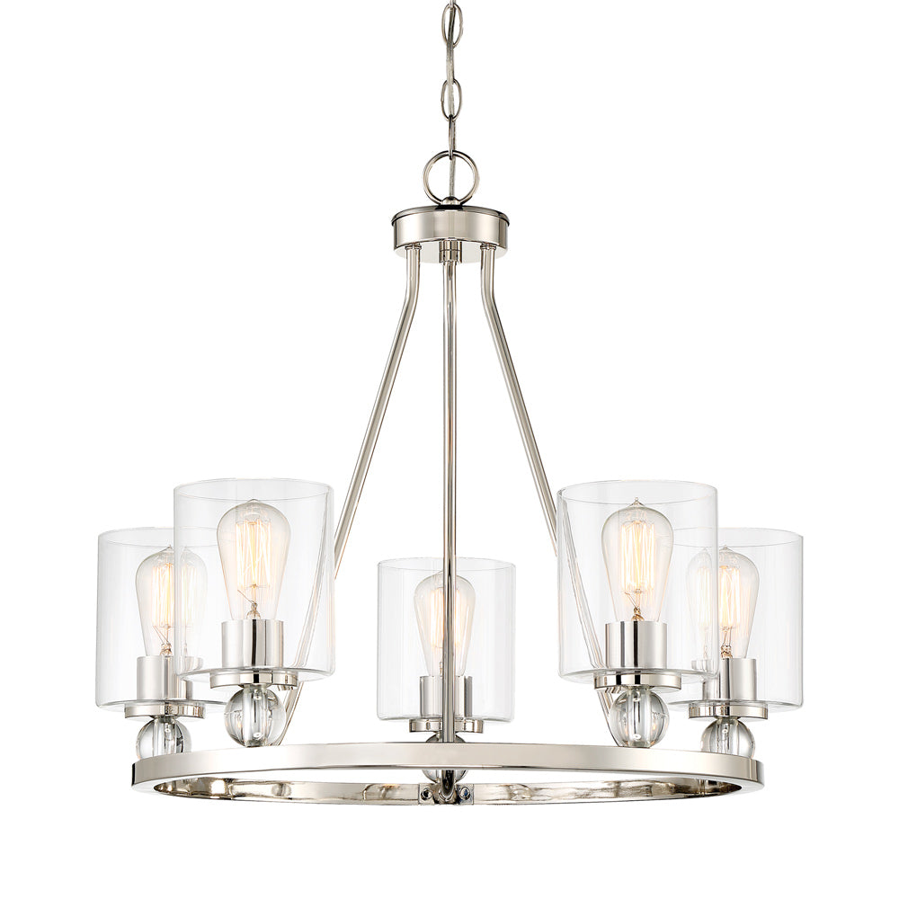 Studio 5 Chandelier in Polished Nickel (5-Light).