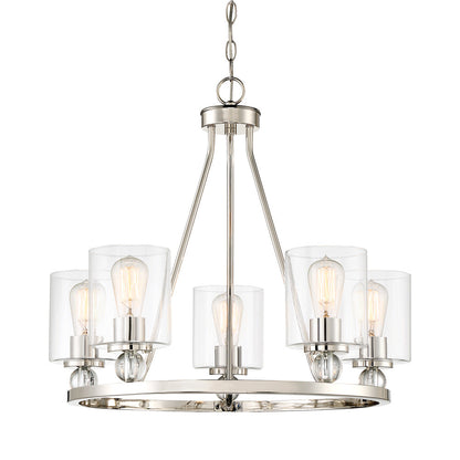 Studio 5 Chandelier in Polished Nickel (5-Light).