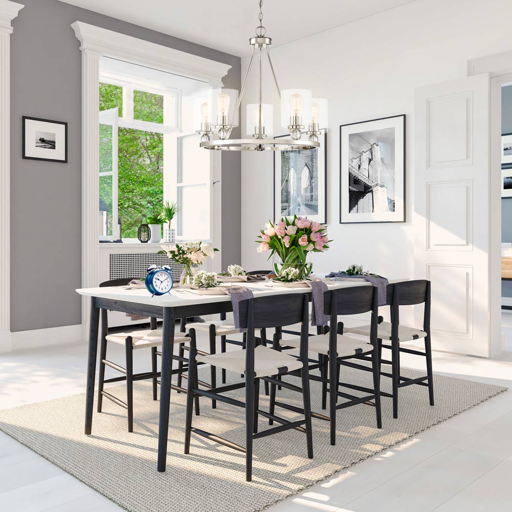 Studio 5 Chandelier in living room.