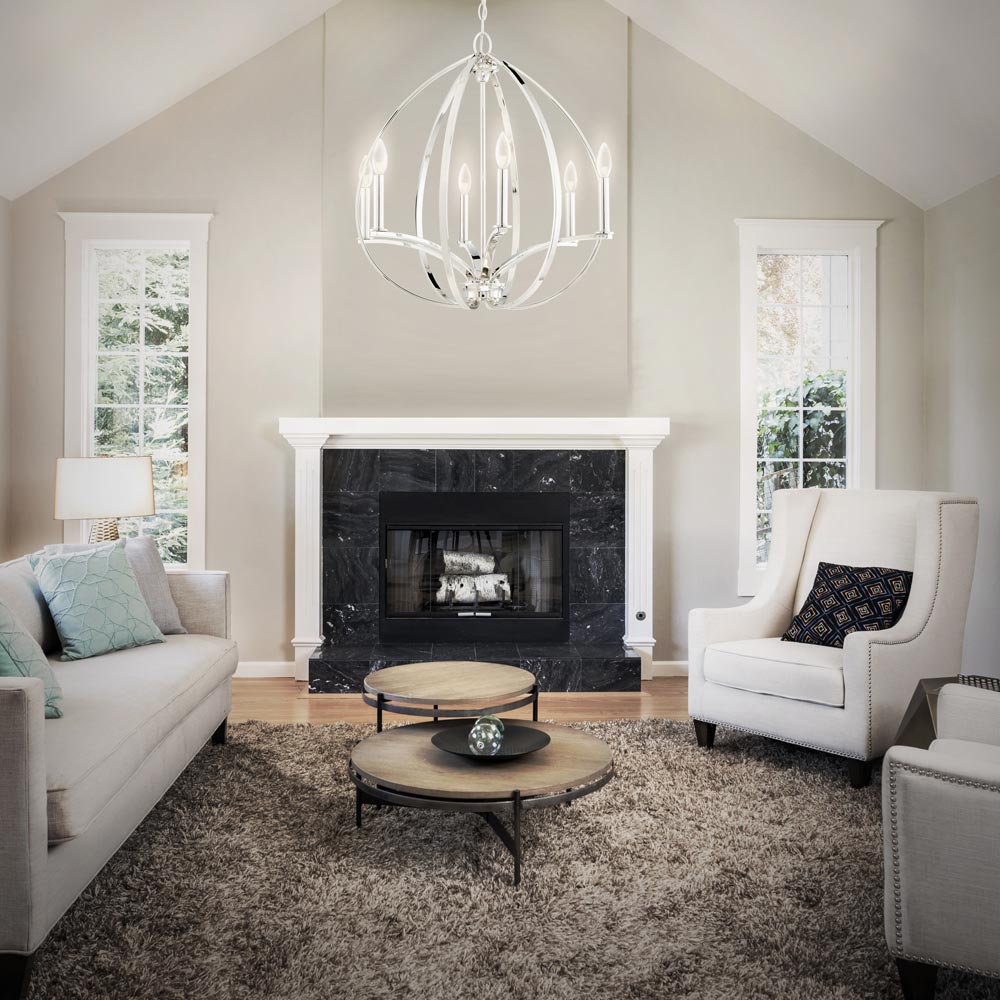 Tilbury Chandelier in living room.