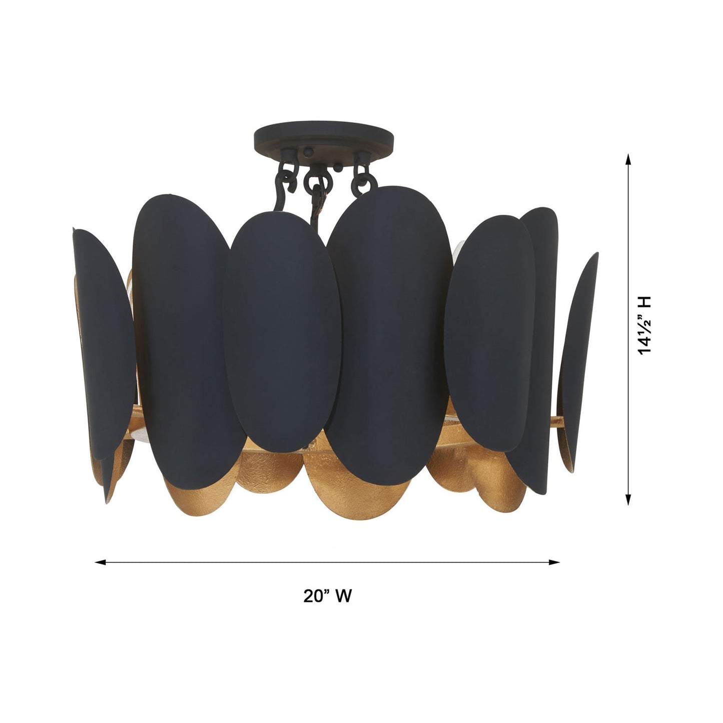 Vailen Semi Flush Mount Ceiling Light - line drawing.