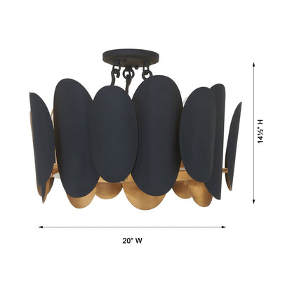 Vailen Semi Flush Mount Ceiling Light - line drawing.