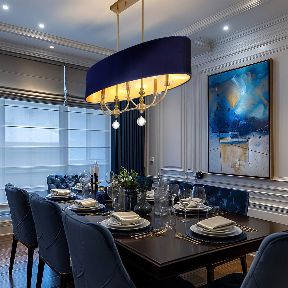 Van Noord Linear Pendant Light in dining room.