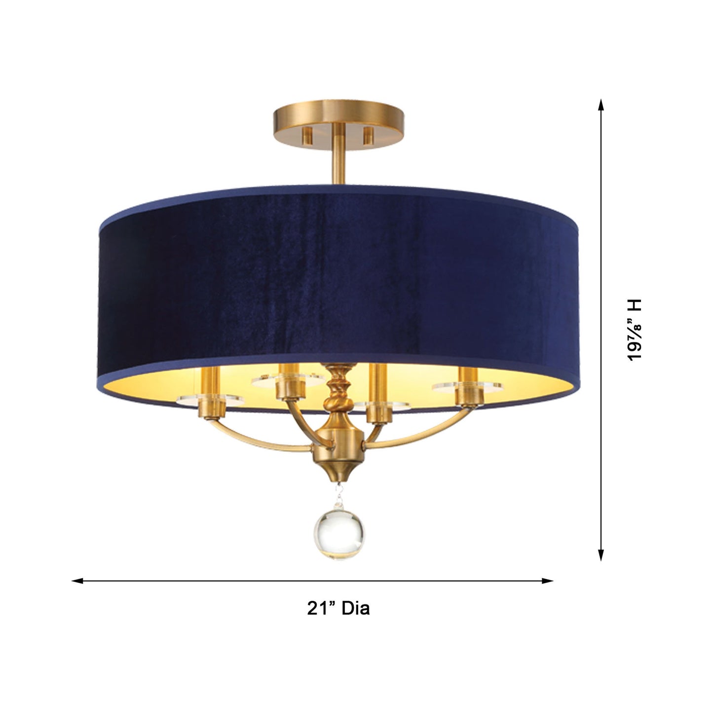 Van Noord Semi Flush Mount Ceiling Light - line drawing.
