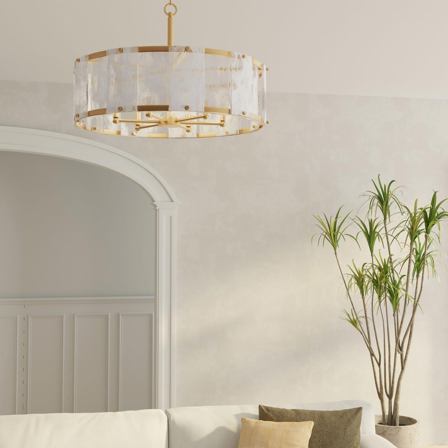 Veil Pendant Light in living room.