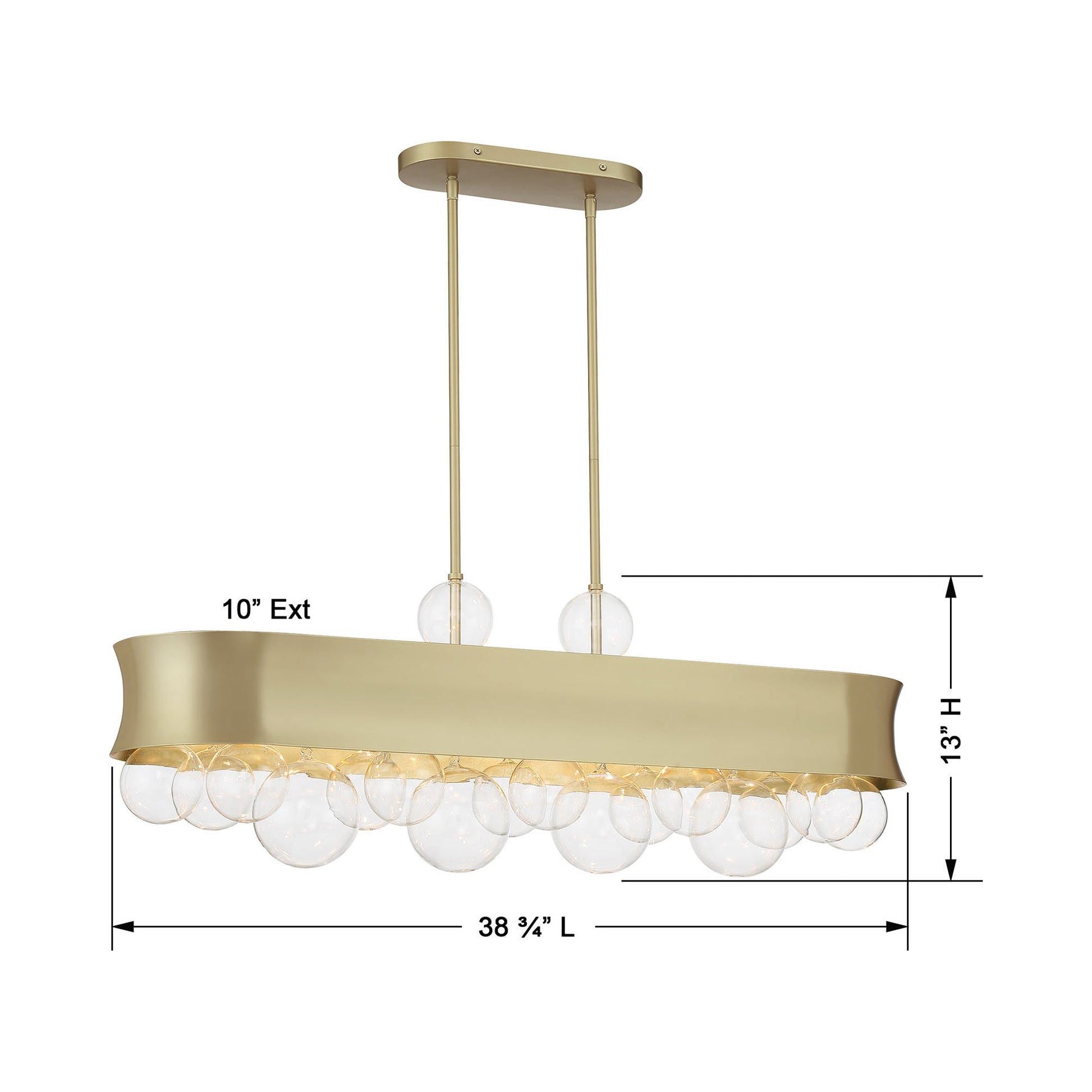 Verdi Linear Pendant Light - line drawing.