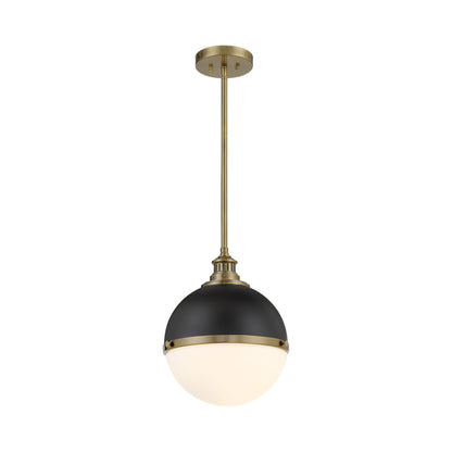 Vorey Pendant Light in Coal and Oxidized Aged Brass (Small).