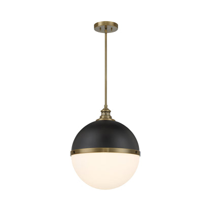 Vorey Pendant Light in Coal and Oxidized Aged Brass (Large).