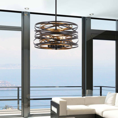 Vortic Flow Semi Flush Mount Ceiling Light in living room.