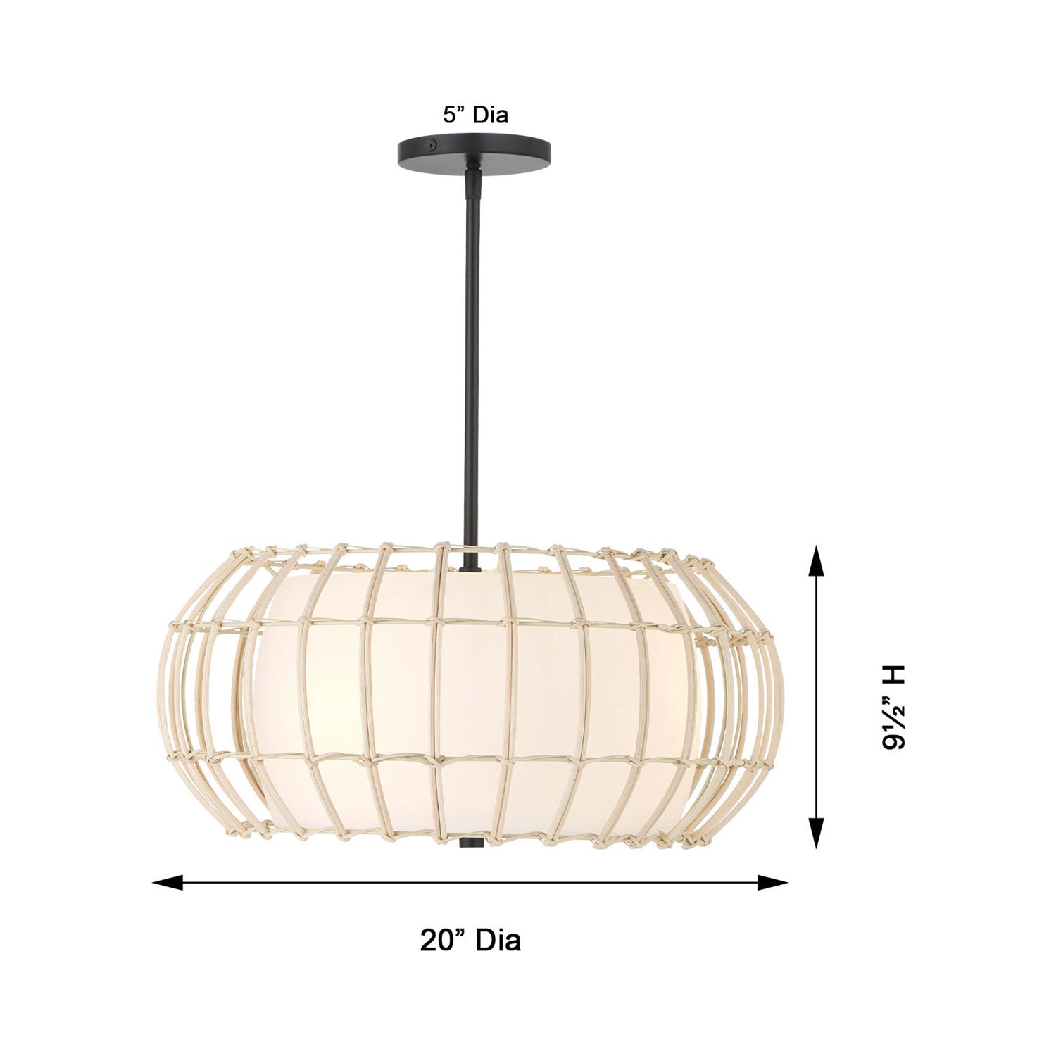Watermill Multi Light Pendant Light - line drawing.