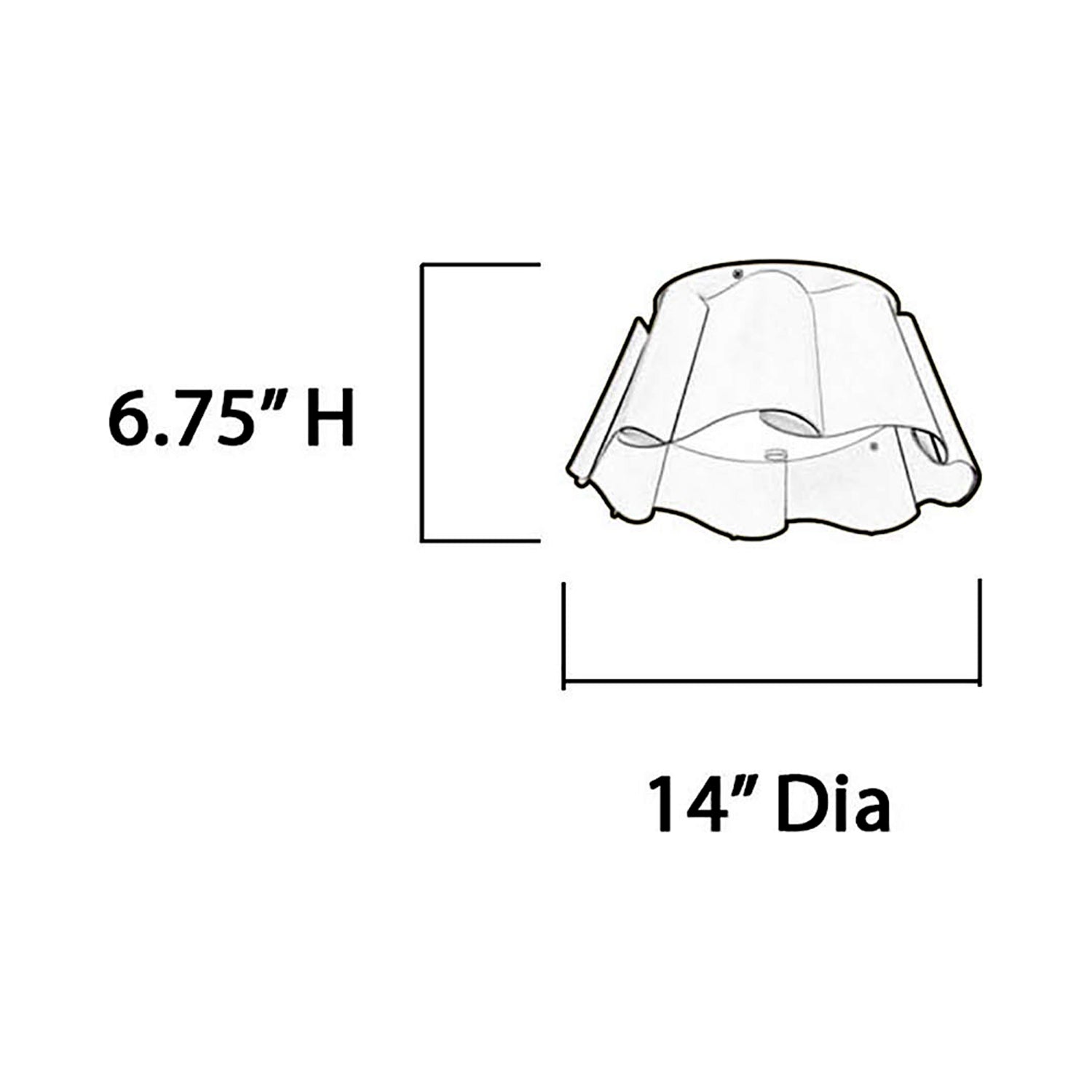 Waveform Flush Mount Ceiling Light - line drawing.