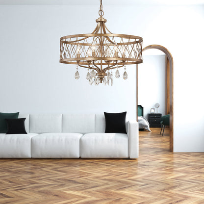 West Liberty Chandelier in living room.