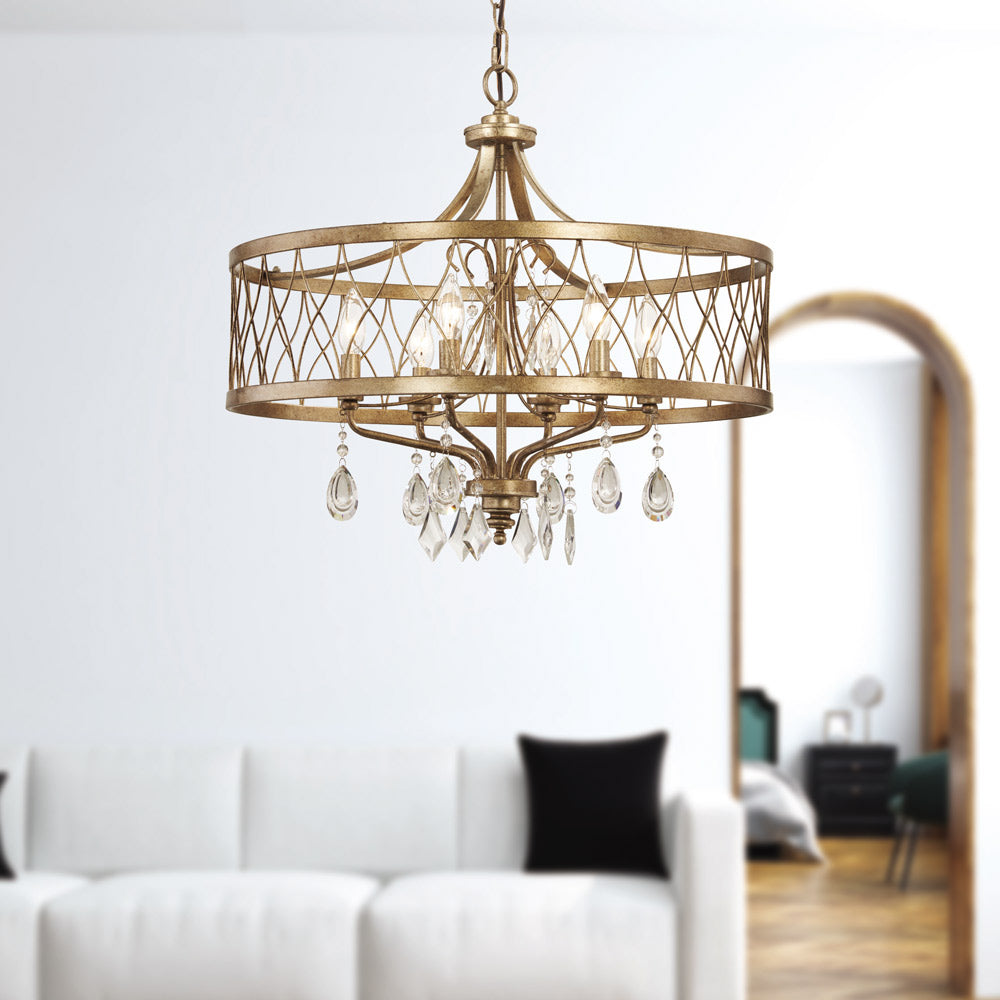 West Liberty Chandelier in living room.