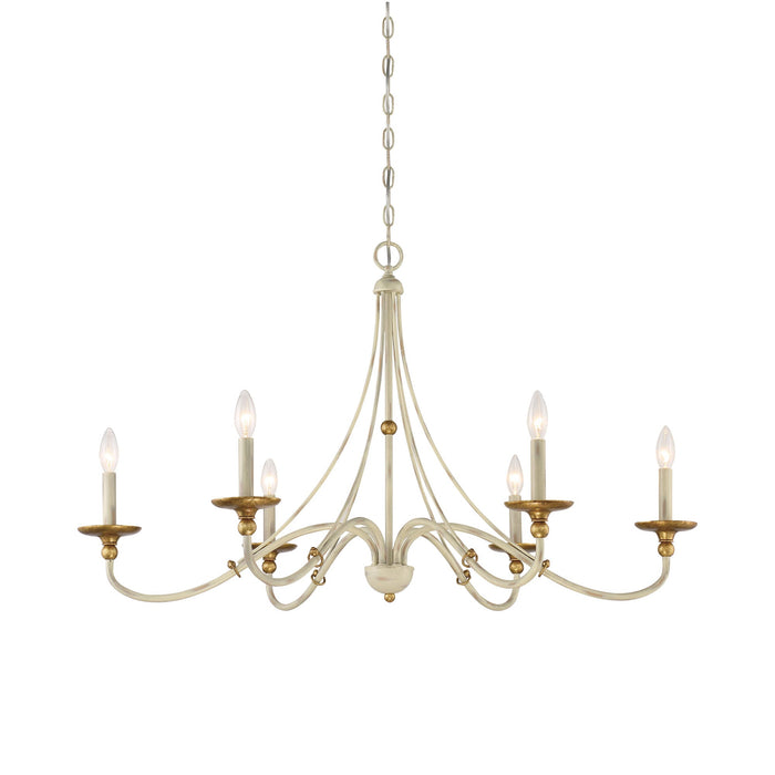 Westchester County Chandelier in Farmhouse White with Gilded Gold Leaf (40-Inch).