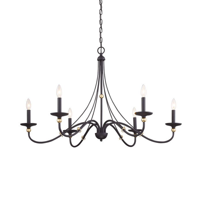 Westchester County Chandelier in Sand Coal with Skyline Gold Leaf (40-Inch).