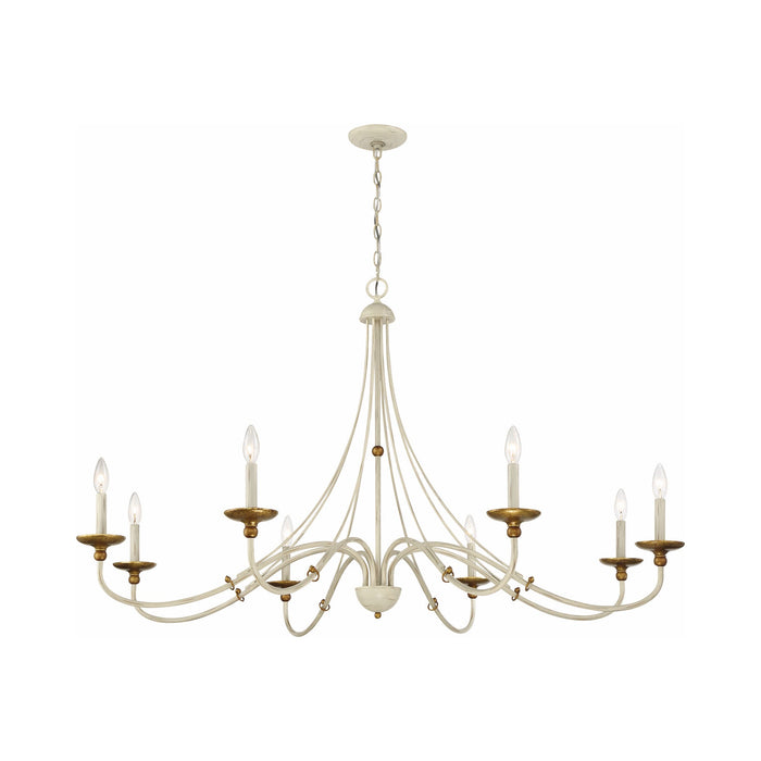 Westchester County Chandelier in Farmhouse White with Gilded Gold Leaf (52-Inch).