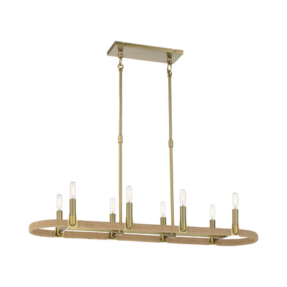 Windward Passage 8-Light Linear Pendant Light in Soft Brass.