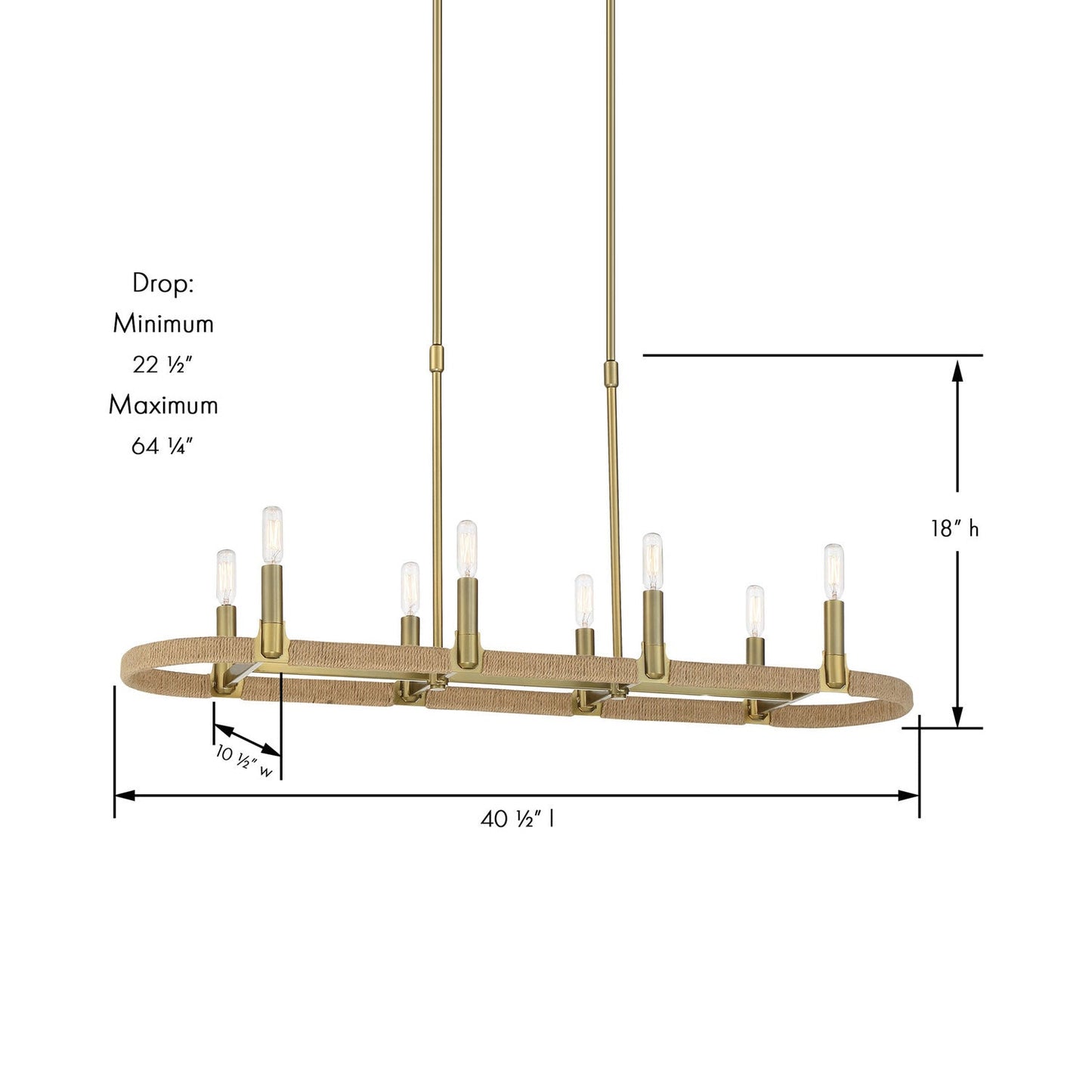 Windward Passage 8-Light Linear Pendant Light - line drawing.