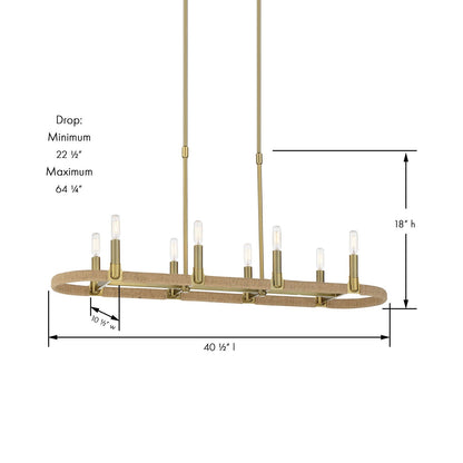Windward Passage 8-Light Linear Pendant Light - line drawing.