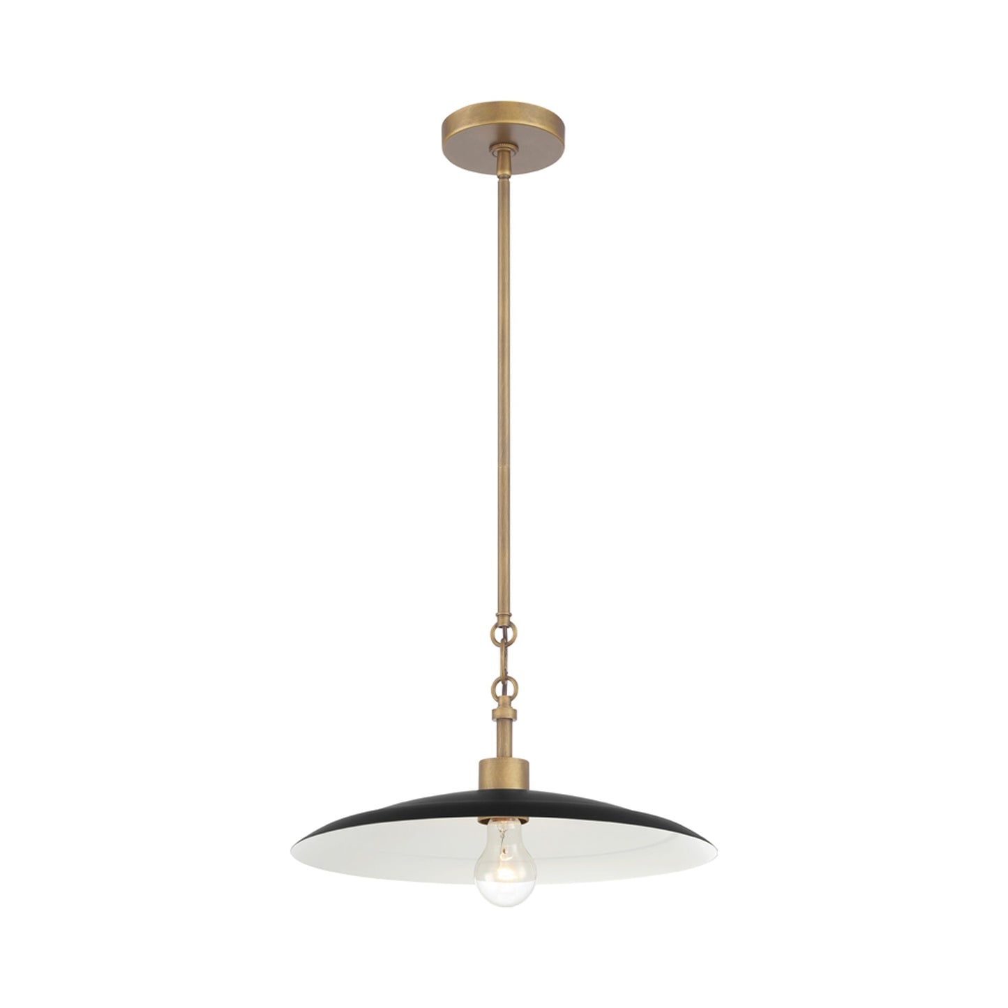 York Pendant Light in Dark Matte Black/Natural Brass.