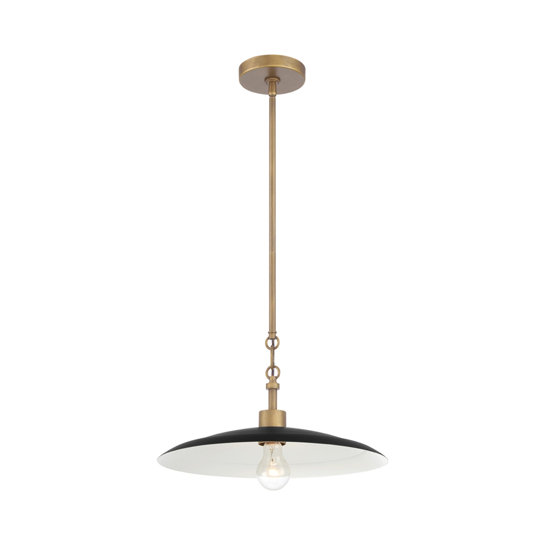 York Pendant Light in Dark Matte Black/Natural Brass.