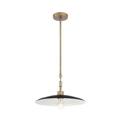 York Pendant Light in Dark Matte Black/Natural Brass.