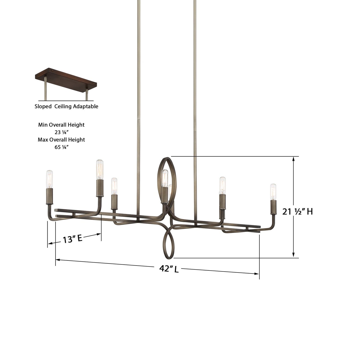 Yorkville Linear Pendant Light - line drawing.