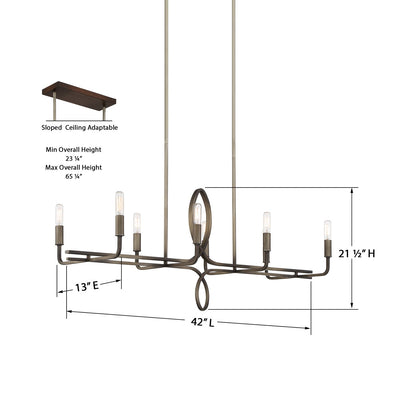 Yorkville Linear Pendant Light - line drawing.