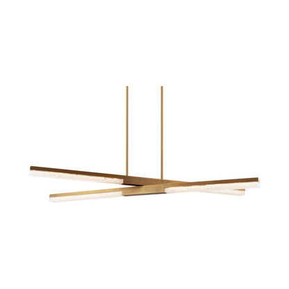 Minx Linear LED Pendant Light in 4-Light/Aged Brass.