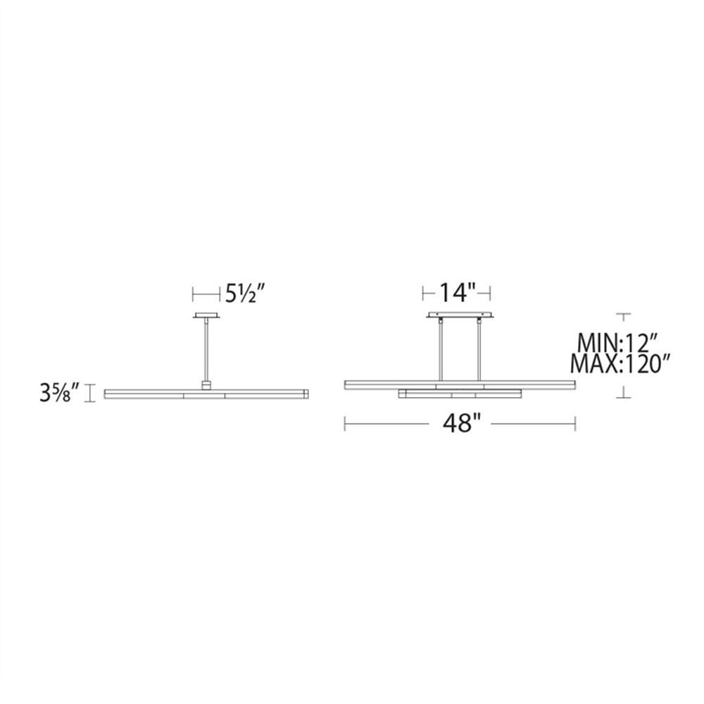 Minx Linear LED Pendant Light - line drawing.