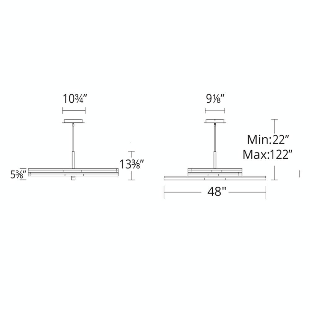 Minx Linear LED Pendant Light - line drawing.