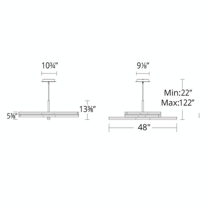 Minx Linear LED Pendant Light - line drawing.