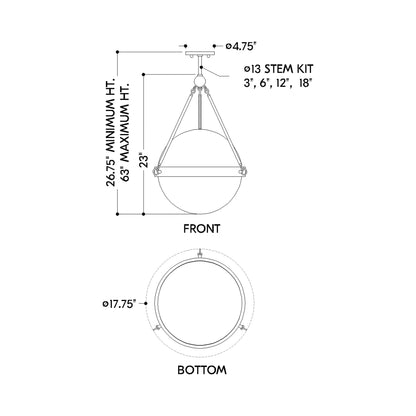 Abbie Pendant Light - line drawing.