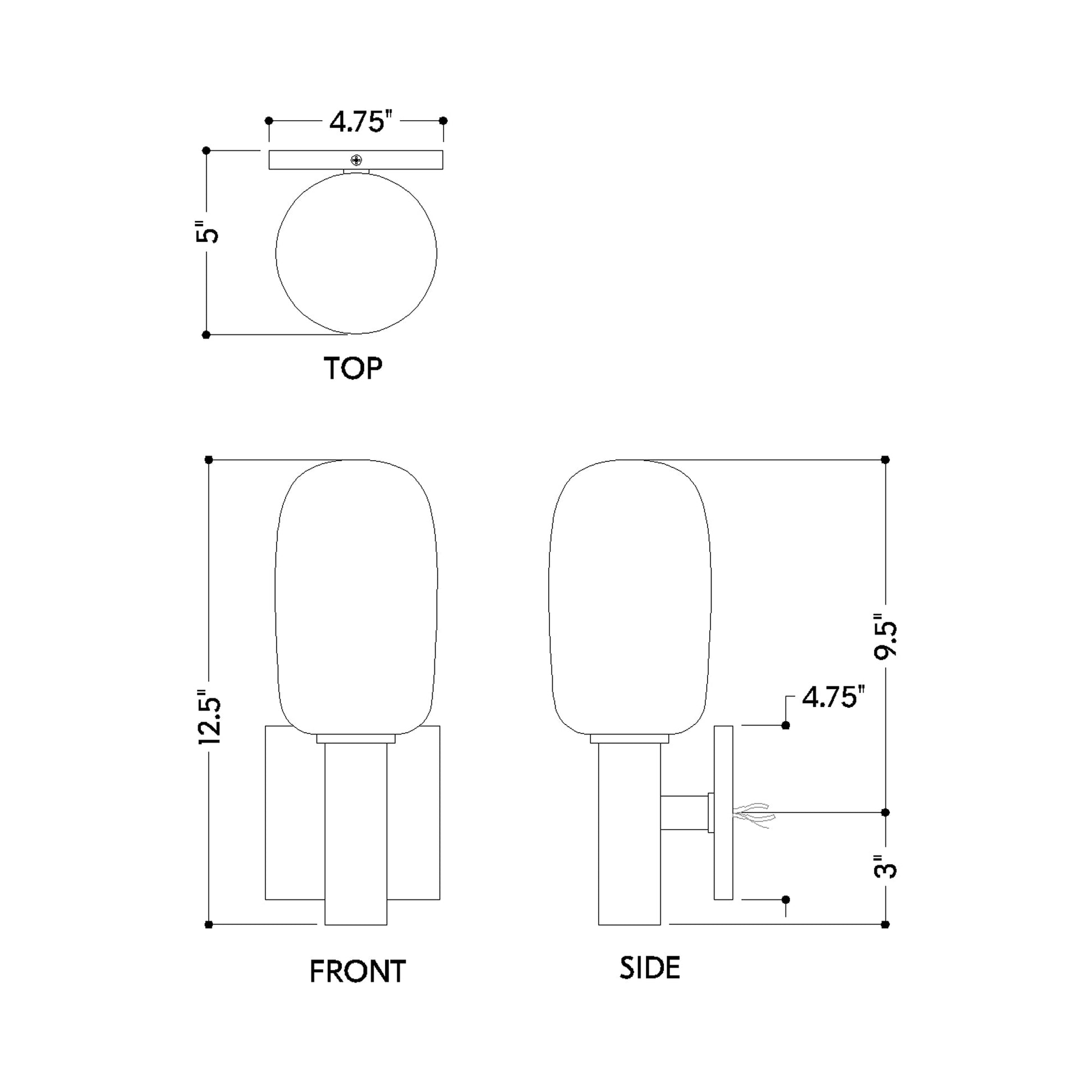 Abina Wall Light - line drawing.