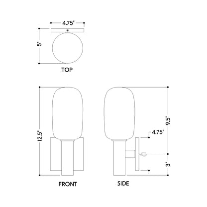 Abina Wall Light - line drawing.