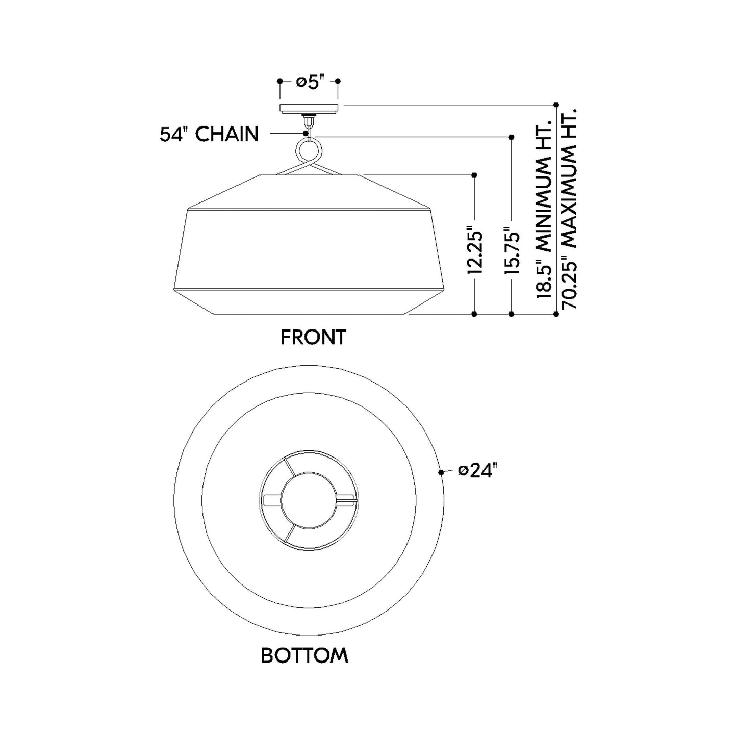 Amanza Pendant Light - line drawing.