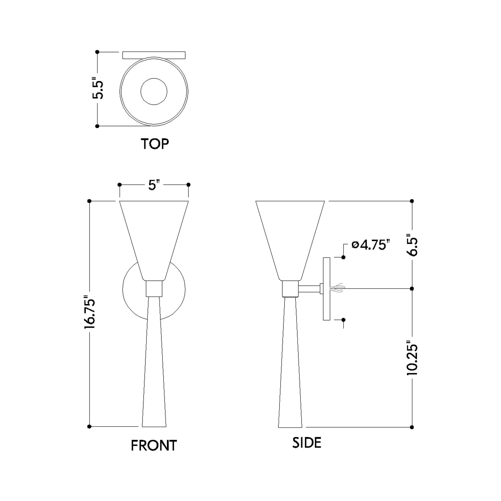 Amara Wall Light - line drawing.