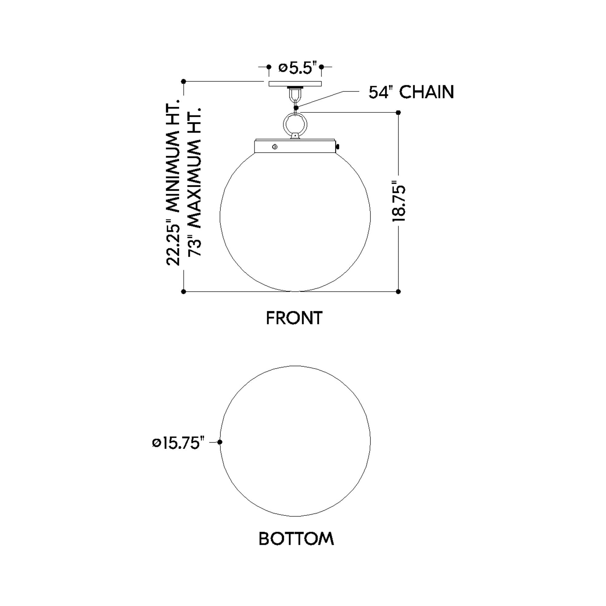 Ambra Pendant Light - line drawing.