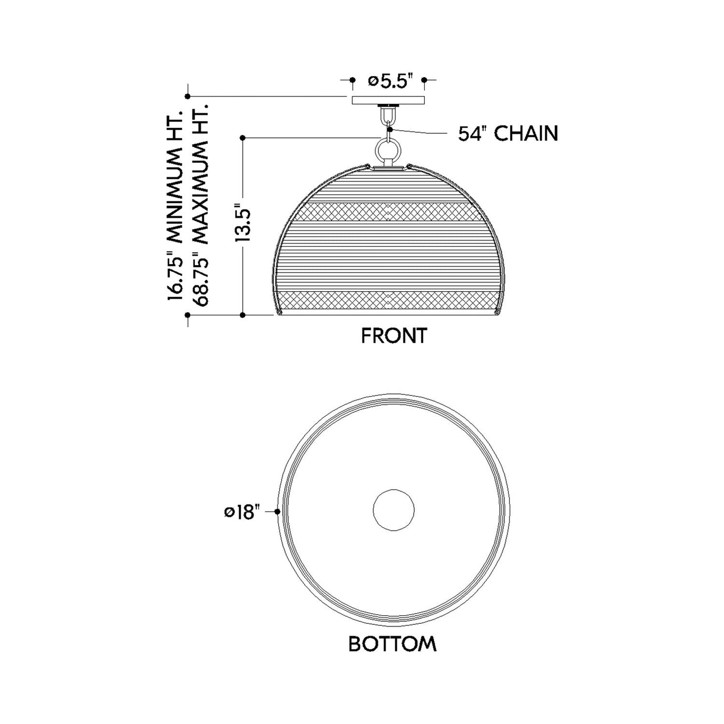April Pendant Light - line drawing.
