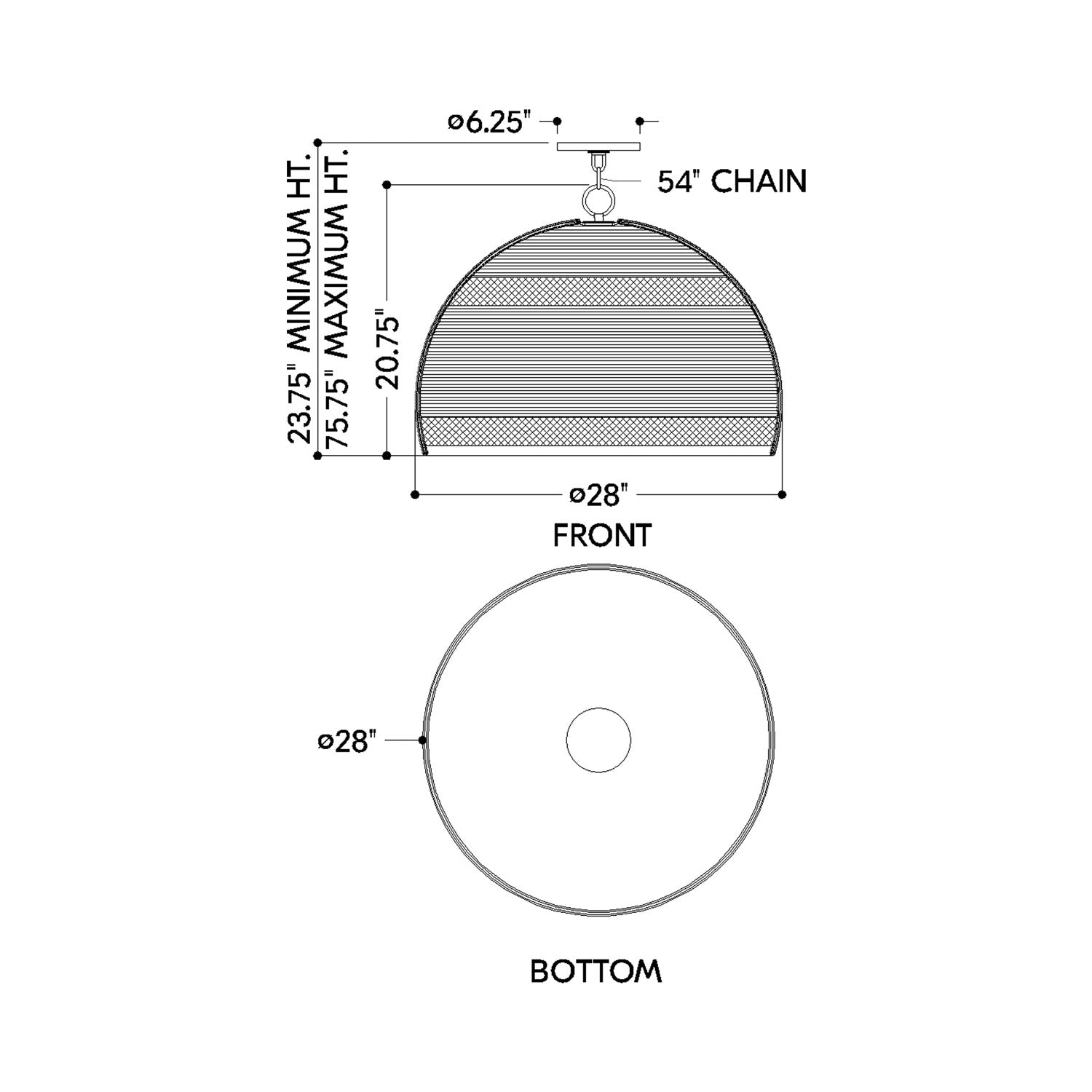 April Pendant Light - line drawing.
