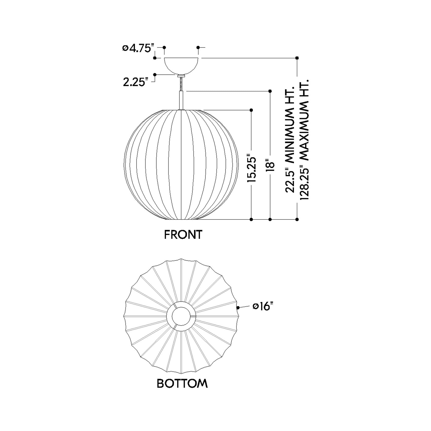 Arabella Pendant Light - line drawing.