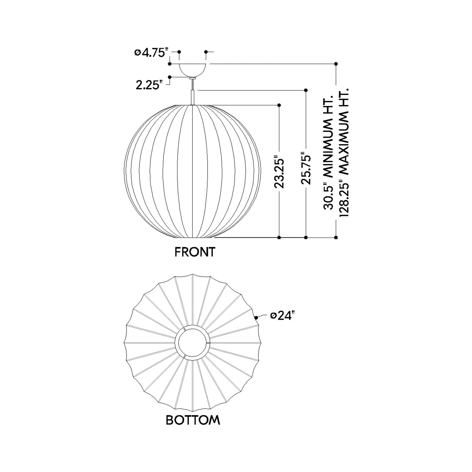 Arabella Pendant Light - line drawing.